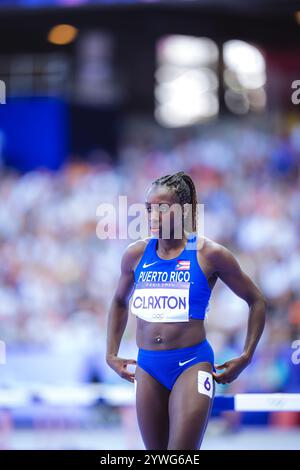 Grace Claxton participating in the 400 meters hurdles at the Paris 2024 Olympic Games. Stock Photo