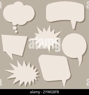Set of speech bubbles without phrases on brown background. Vector illustration. Stock Vector