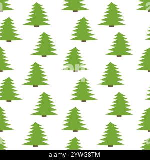 Seamless pattern with spruces on white background. Vector illustration Stock Vector