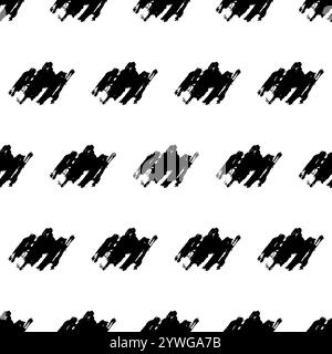 Seamless pattern with dark hand drawn scribble smear on white background. Abstract grunge texture. Vector illustration Stock Vector