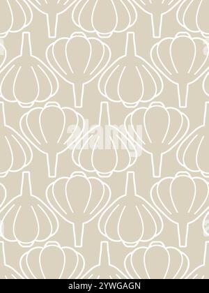 Garlic pattern seamless. Vegetable background. Vegetables texture Stock Vector