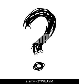 Hand drawn question mark symbol. Black sketch question mark symbol on white background. Stock Vector