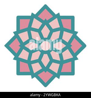 Symmetrical Islamic pattern with mandala-style elements, ideal for social media posts, posters, and greeting cards during Ramadan, Eid Stock Vector