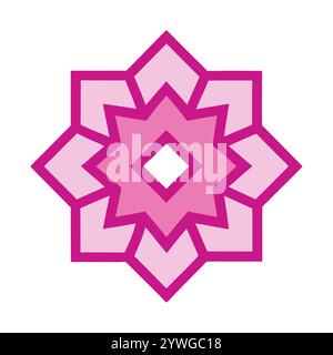 Symmetrical Islamic pattern with mandala-style elements, ideal for social media posts, posters, and greeting cards during Ramadan, Eid Stock Vector