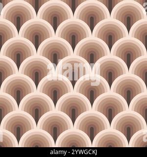Retro waves wallpapers pattern, Seamless repeating vector pattern, brown mocha mousse colors Stock Vector