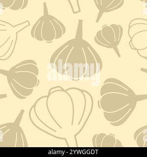 Garlic pattern seamless. Vegetable background. Vegetables texture Stock Vector