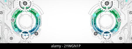 Abstract background. Scientific and technological concept with the use of technical elements formed in the shape of a circle. Vector Stock Vector