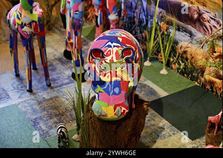 Animal figures made from washed-up sandals and flip-flops by African artists, Flora Maritime and Beachcomber Museum, the world's largest flotsam and j Stock Photo