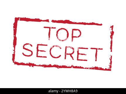 Red grunge stamp 'top secret' isolated on white. Stock Vector