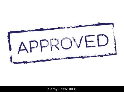 Grunge blue visa approved word round rubber seal stamp on white ...