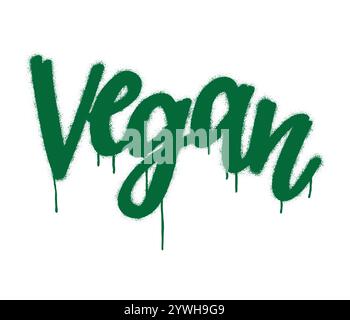 Spray-painted graffiti featuring a calligraphic design of the quote VEGAN, boldly displayed over a clean white background. Stock Vector