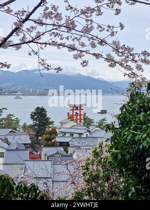 Islands of the Seto Inland Sea with cherry blossoms in full bloom in ...