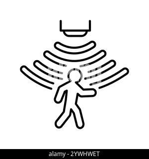 Motion detection black line icon. Vector isolated element. Editable stroke. Stock Vector