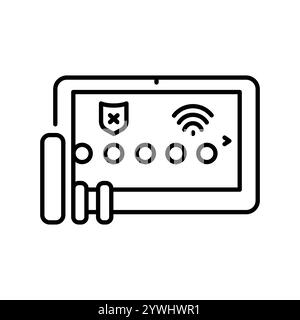 Smart Alarm black line icon. Vector isolated element. Editable stroke. Stock Vector