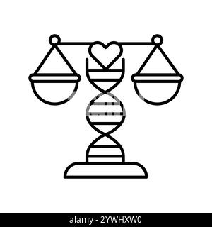 Bioethics black line icon. Vector isolated element. Editable stroke. Stock Vector