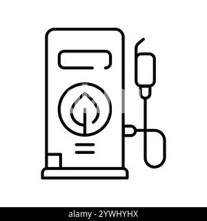 Biofuel black line icon. Vector isolated element. Editable stroke. Stock Vector