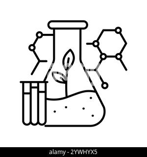 Bioremediation black line icon. Vector isolated element. Editable stroke. Stock Vector