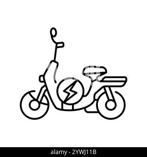 Electric transport black line icon. Vector isolated element. Editable stroke. Stock Vector