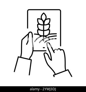 Agro Forecasting black line icon. Smart agriculture. Vector isolated element. Editable stroke. Stock Vector