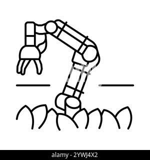Agribot black line icon. Smart agriculture. Vector isolated element. Editable stroke. Stock Vector