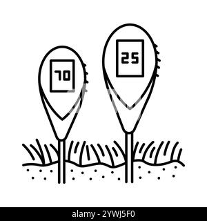 Agroanalytics black line icon. Smart agriculture. Vector isolated element. Editable stroke. Stock Vector