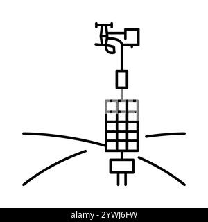 Weather Station black line icon. Smart agriculture. Vector isolated element. Editable stroke. Stock Vector