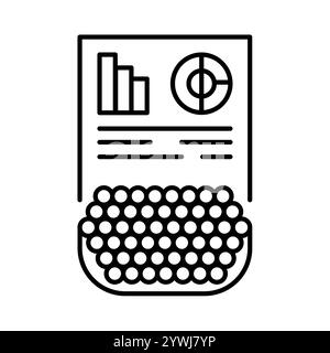Feed analysis black line icon. Vector isolated element. Editable stroke. Stock Vector