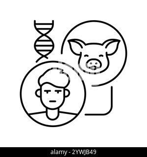 Xenogenes black line icon. Vector isolated element. Editable stroke. Stock Vector