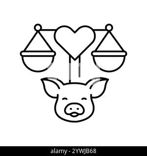 Xenotransplantation ethics black line icon. Vector isolated element. Editable stroke. Stock Vector
