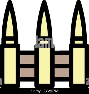 7,62mm bullet on a belt symbol - Military icon. Stock Vector