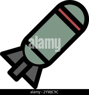 Nuke rocket symbol - Military icon. Stock Vector