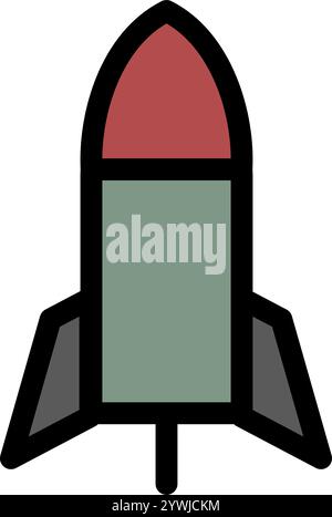 Rocket with red explosive head symbol - Military icon. Stock Vector