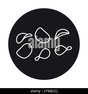 Potato chips line black icon. Sign for web page, mobile app, button, logo. Vector isolated button. Editable stroke. Stock Vector