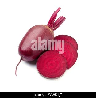 Beet root vegetables and slick beetroot on white backgrounds Stock Photo