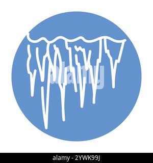 Frozen icicles hanging down color line icon. Vector illustration.Editable stroke. Stock Vector