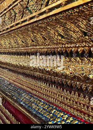 close-up of Temple pattern on the wall, Bangkok, Thailand Stock Photo