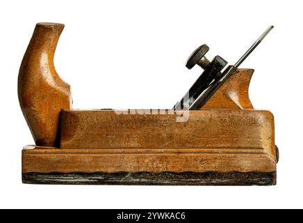 Old wooden hand plane isolated on transparent background Stock Photo