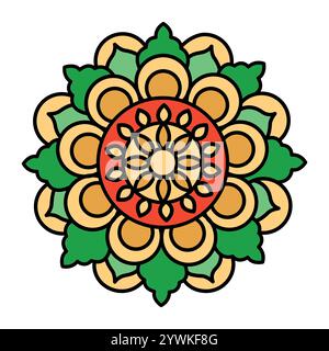 Mandala line icon. Vector isolated element. Editable stroke. Stock Vector