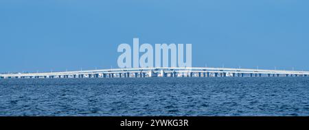 Mathis/Tunney Bridges are a pair of bridges that span Barnegat Bay in Ocean County, New Jersey, connecting Route 37 in Toms River with Pelican Island. Stock Photo