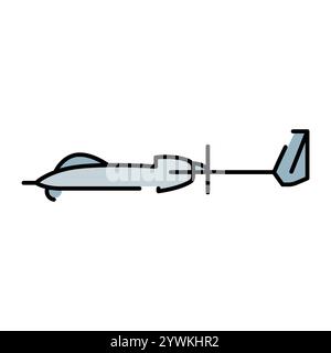Heron TP (Israel) line color icon. Multi-purpose drone for reconnaissance, surveillance and strike operations.Sign for web page, mobile app, button, l Stock Vector