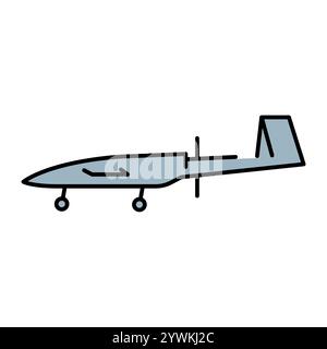 Bayraktar TB2 (Turkey) line color icon. Strike drone.Sign for web page, mobile app, button, logo. Vector isolated button. Editable stroke. Stock Vector