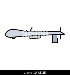 MQ-1 Predator (USA) line color icon. Reconnaissance and attack drone.Sign for web page, mobile app, button, logo. Vector isolated button. Editable str Stock Vector