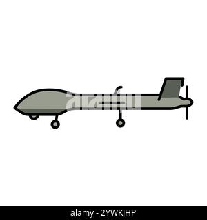 Wing Loong II (China) line color icon. Attack UAV for reconnaissance and striking.Sign for web page, mobile app, button, logo. Vector isolated button. Stock Vector