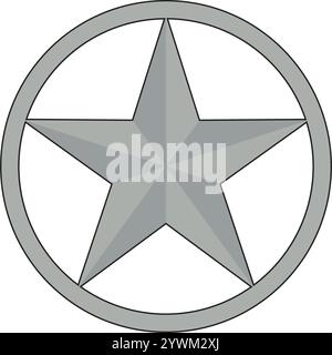 Round Sheriff Star isolated on transparent background Stock Vector