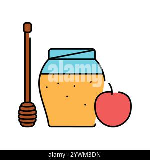 Rosh hashanah color icon. Judaism religion.Sign for web page, mobile app, button, logo. Vector isolated button. Editable stroke. Stock Vector