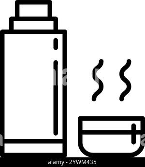 Thermos bottle line icon. Vacuum flask outline vector sign. Camping or alpinist thermo tumbler flask for hot drink linear style pictogram. Symbol, log Stock Vector