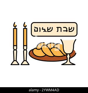 Sabbath color icon. Judaism religion.Sign for web page, mobile app, button, logo. Vector isolated button. Editable stroke. Stock Vector