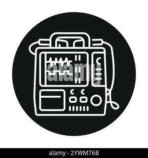 Defibrillator-monitor line black icon. Sign for web page, mobile app, button, logo. Vector isolated button. Editable stroke. Stock Vector