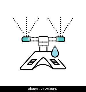 Irrigation system line color icon.  Sign for web page, mobile app, button, logo. Vector isolated button. Editable stroke. Stock Vector