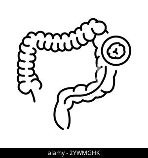 Colonotomy line black icon. Sign for web page, mobile app, button, logo. Vector isolated button. Editable stroke. Stock Vector